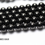 (2strands/set) Natural 9mm Jet Round Loose Beads for DIY Jewelry Making