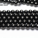 (2strands/set) Natural 9mm Jet Round Loose Beads for DIY Jewelry Making