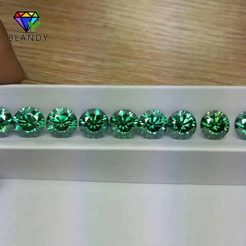 Green Moissanite Loose Stone 3-10mm Round Brilliant Cut for Jewelry