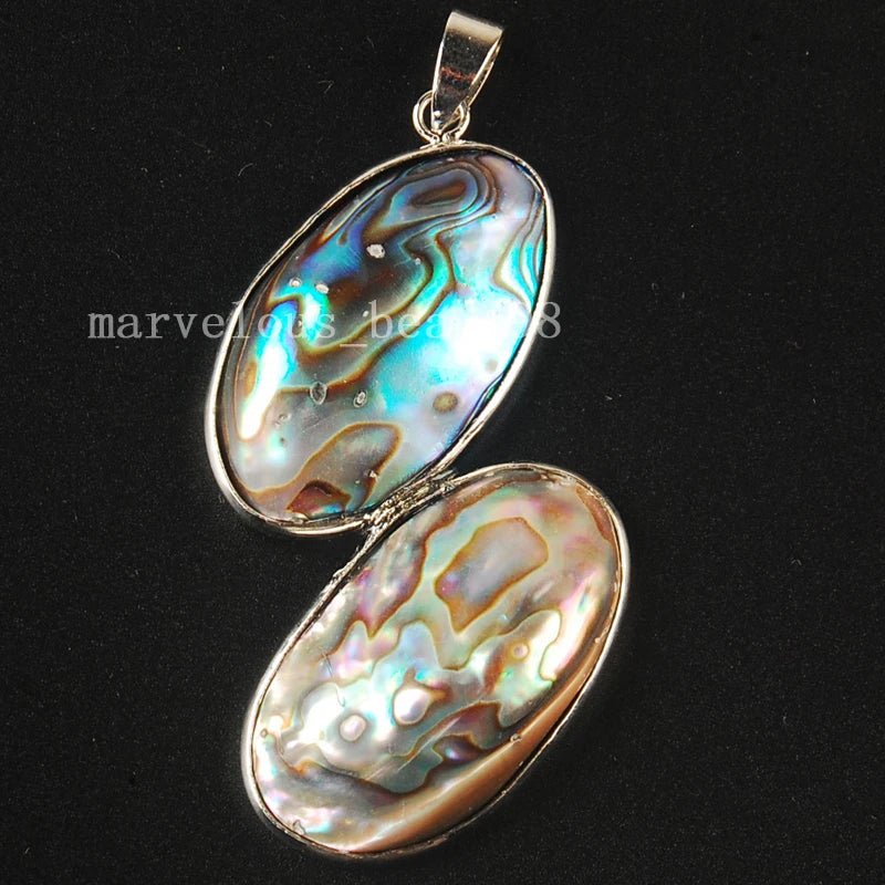 30x50mm Abalone Shell Art Oval Pendant Bead