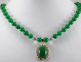 Green/Blue/Pink Natural Jade Pearl Necklace with GP Natural Pendant