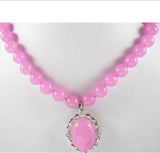 Green/Blue/Pink Natural Jade Pearl Necklace with GP Natural Pendant
