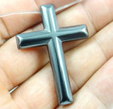 43*31MM Titanium Hematite Cross Gem Pendant Necklace Making Jewelry