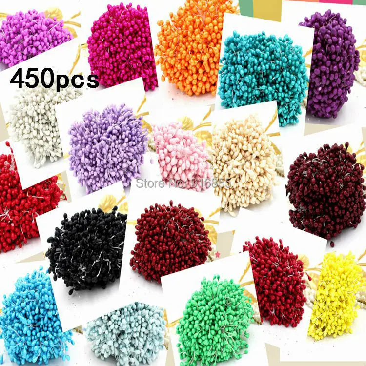450pcs 5mm Craft Double Heads Pearl Flower Stamen Cake Decoration DIY