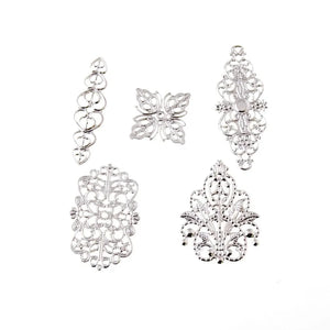 50Pcs Mixed Filigree Wraps Connectors Metal Crafts DIY Gift Decoration 25-61mm