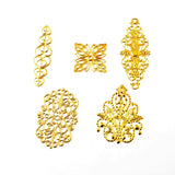 50Pcs Mixed Filigree Wraps Connectors Metal Crafts DIY Gift Decoration 25-61mm