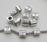 50pcs Antique Silver Plated Alloy Big Hole Beads Charms European Bracelet DIY