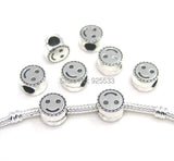 50pcs 9mm Antique Silver Plated Smile Face Beads for European Bracelet DIY