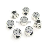 50pcs 9mm Antique Silver Plated Smile Face Beads for European Bracelet DIY