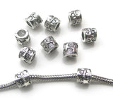 50pcs Antique Silver Big Hole Beads Charms for European Bracelet DIY