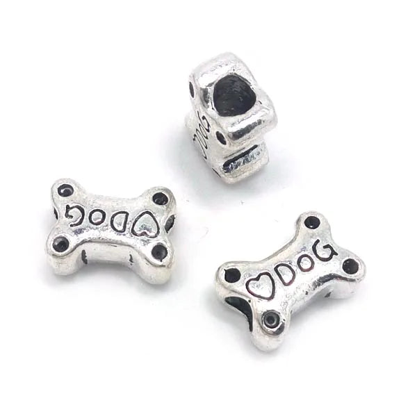 50pcs Antique Silver Big Hole Beads Charms for European Bracelet DIY
