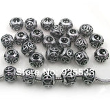 50pcs Antique Silver Plated Cross Metal Beads for European Bracelet DIY