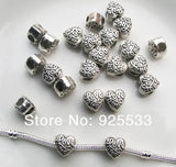 50pcs Antique Silver Plated Heart Shape Love Beads for European Bracelet DIY
