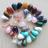 50pcs Mixed Natural Stone Water Drop Pendants Charms for Necklaces