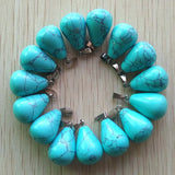50pcs Mixed Natural Stone Water Drop Pendants Charms for Necklaces