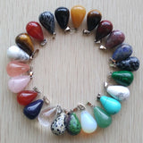 50pcs Mixed Natural Stone Water Drop Pendants Charms for Necklaces