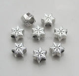 50pcs Antique Silver Snowflake Charms for European Bracelet Necklace DIY