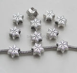 50pcs Antique Silver Snowflake Charms for European Bracelet Necklace DIY