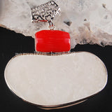 Red Coral Mother of Pearl Shell Oval Pendant Bead