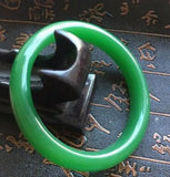 60mm Chinese Natural Xiu Green Gems Bracelet Jade