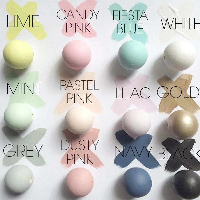 Pastel Round Wood Beads Mix 12 Colors 6-18MM