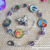 6pcs Colorful Saint Rosary Bracelet, 6mm Bead Crystal Bracelet