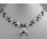 7-8mm Cultured Pearl Cross Pendant Necklace