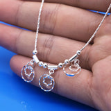 925 Silver Anklets Flower Pendant Chain