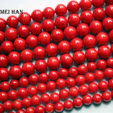 6mm Red Coral Smooth Round Loose Beads for Jewelry Making DIY Gift