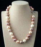 12mm South Sea Blend Shell Pearl Necklace Heart Clasp 18'' Chain 925 Sterling