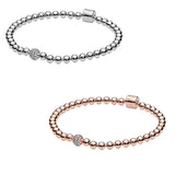 925 Silver Beads Pave Bracelet for Charms Bracelets, DIY Jewelry