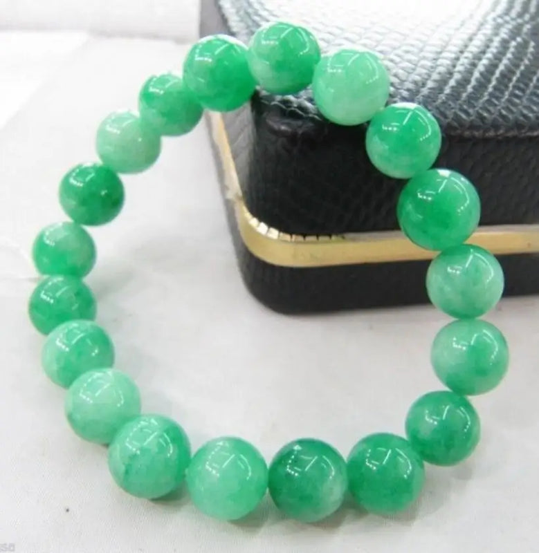 Blessing Chinese Green Jades 10mm Beads Bracelet