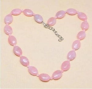 13x18 MM Pink Rhodochrosite Gemstone Beaded Necklace 18''