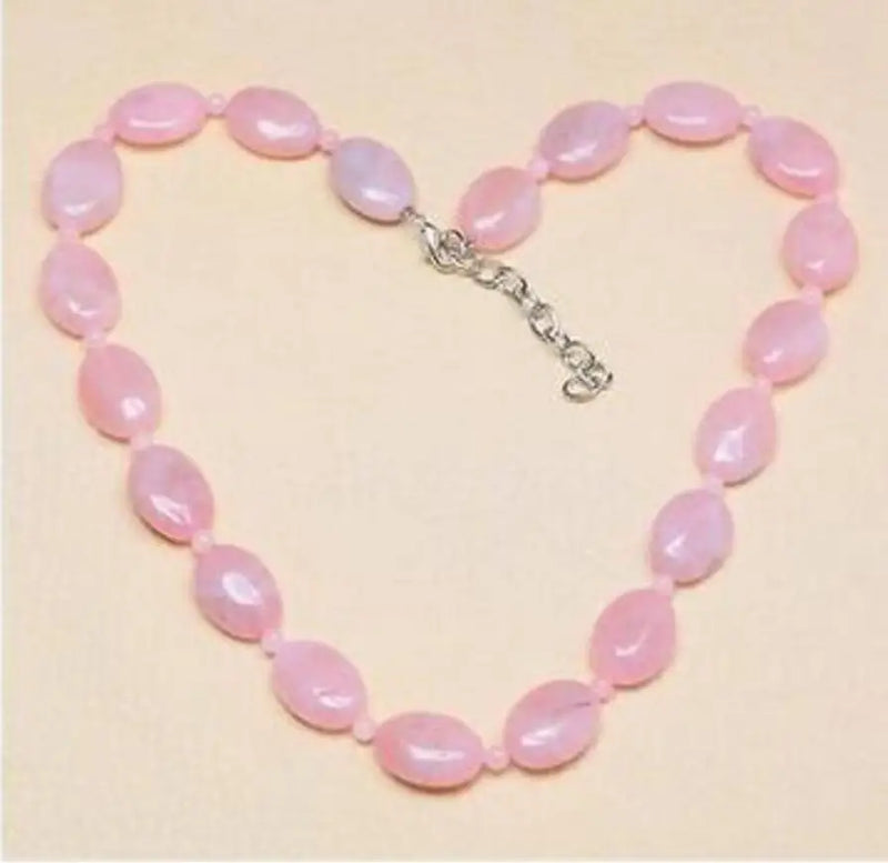 13x18 MM Pink Rhodochrosite Gemstone Beaded Necklace 18''