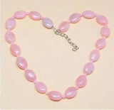 13x18 MM Pink Rhodochrosite Gemstone Beaded Necklace 18''