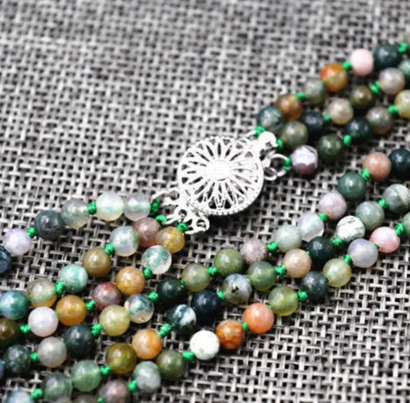 Natural Indian Agate Jade Beads Necklace 17-19