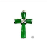 Women's Green Jade Cross Pendant Necklace