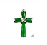Green Jade Cross Pendant Necklace Handmade Religious Jewelry