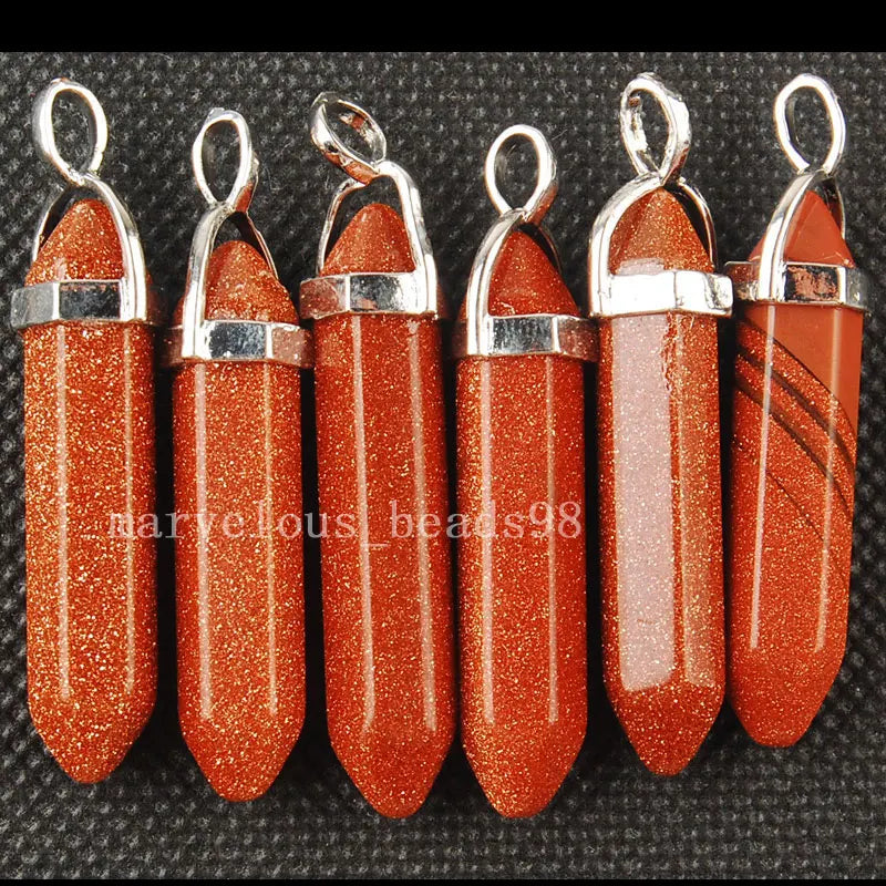 Goldstone Hexagonal Pointed Reiki Chakra Pendant Bead