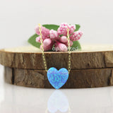 Fire Dream Light Opal Heart Pendant Necklace for Girl with Fancy O Chain