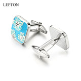 Flower CuffLinks for Mens Square Enamel Cuff Links