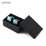 Flower CuffLinks for Mens Square Enamel Cuff Links