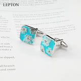 Flower CuffLinks for Mens Square Enamel Cuff Links