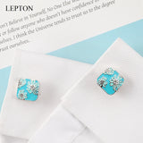 Flower CuffLinks for Mens Square Enamel Cuff Links