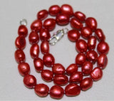 Fresh Water Pearl Necklace Red Rice 8x10mm 17 Inch