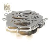 Freshwater Pearl Box Clasp Shell Flower Platinum 3-Strand