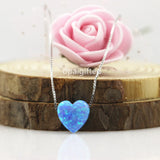 Synthetic Fire Opal Heart Necklace 925 Sterling Silver Pendant