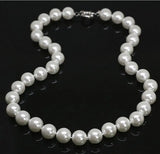 Shell Pearl Bead Necklace 8mm Round Women