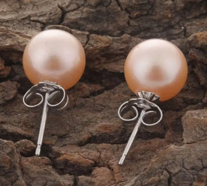AAA+ 7-8mm South Sea Pink Pearl Stud Earrings