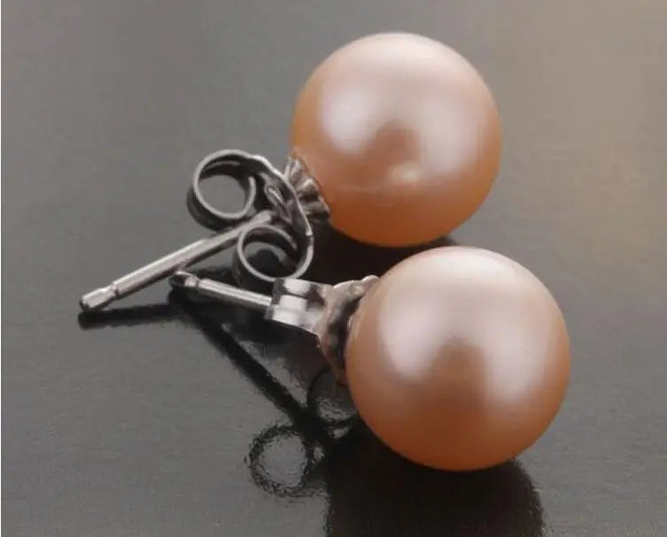 AAA+ 7-8mm South Sea Pink Pearl Stud Earrings